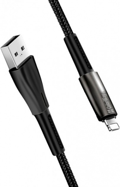 Кабель ColorWay USB - Apple Lightning (Zinc Alloy + Led) 2.4А 1 м black 