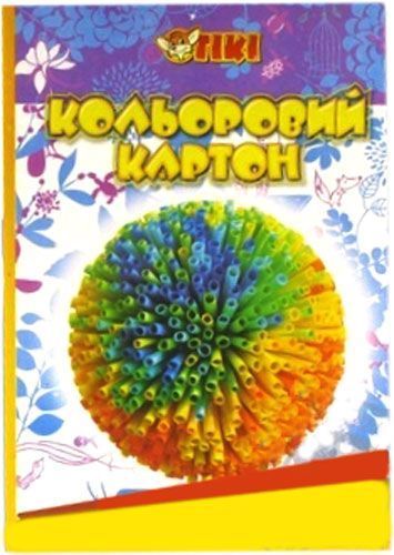 Картон кольоровий А4 кольоровий 12аркушів Тікі