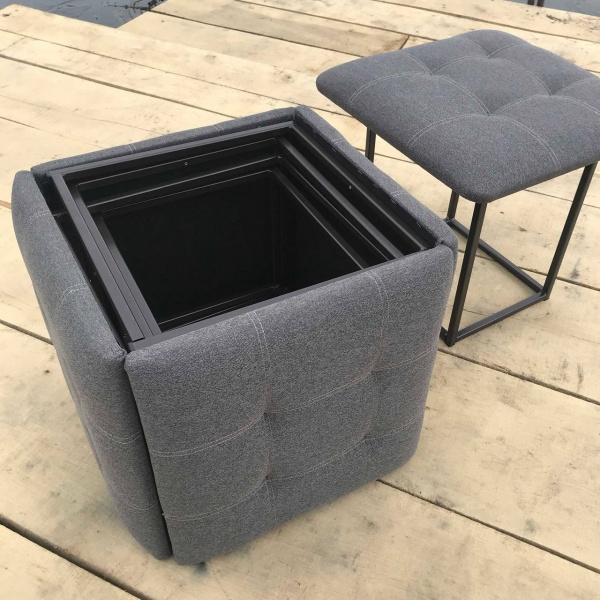 Пуф-трансформер 5 в 1 з рогожки сірий 