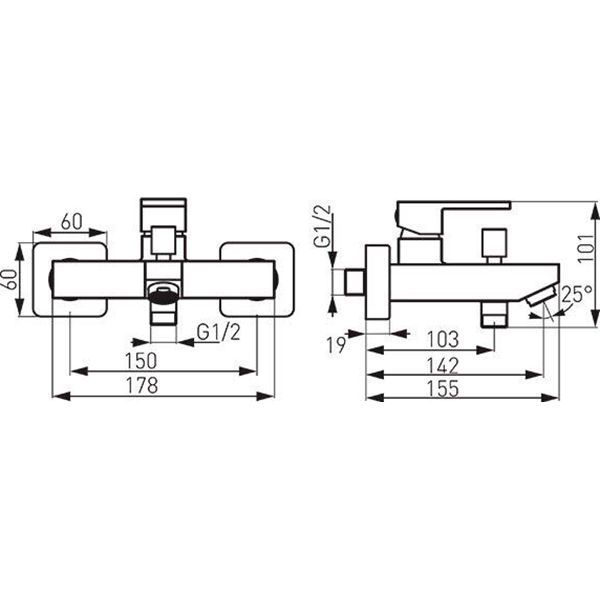 Змішувач для ванни/душу Zicco BZI1BL чорний