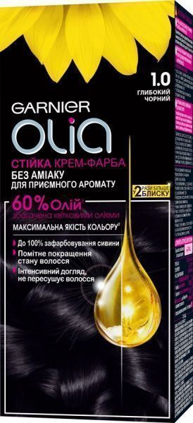 Крем-фарба для волосся Garnier Olia 1.0 глибокий чорний