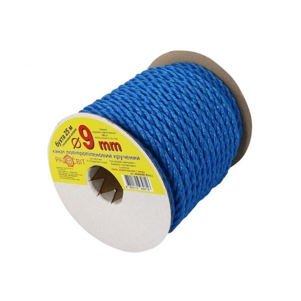 Канат Радосвіт полипропиленовый 9 мм 25 м синий 0,72 кг