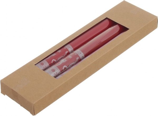 Свічка столова новорічна червоний металік 3 шт. Pako-If