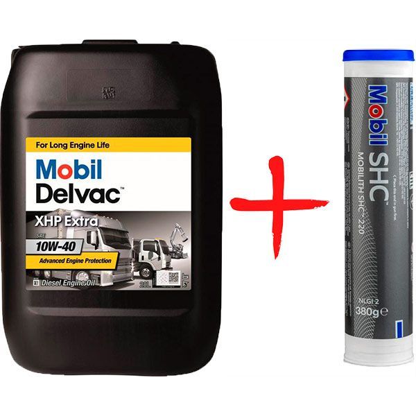 Моторне мастило Mobil DELVAC XHP EXTRA+ MOBILITH SHC 220 (0,38 кг) 10W-40 20 л