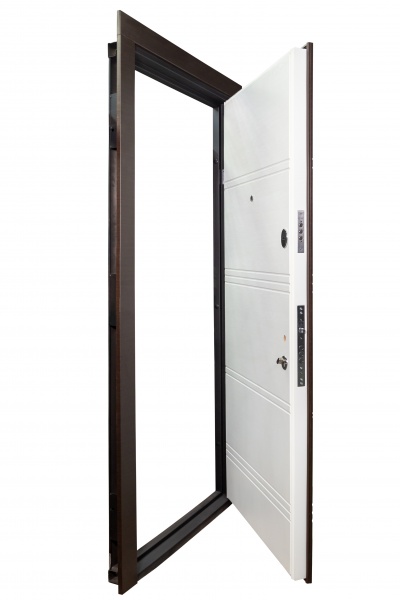 Дверь входная Revolut Doors В-413 модель 163 венге горизонт темный / дуб пломбир горизонт 2040x840 мм правая