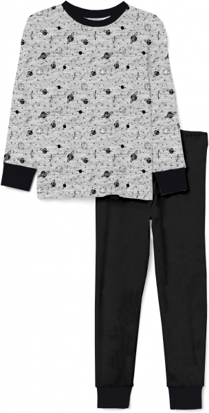Пижама для мальчиков KOSTA р.98–104 серый меланж/черный 2198-10 