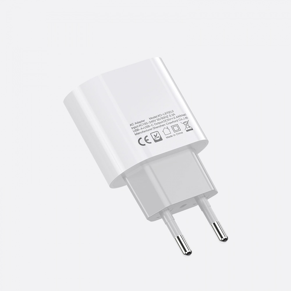 Сетевое зарядное устройство Xo L97 USB-A, USB-C 12W White (L97.white)
