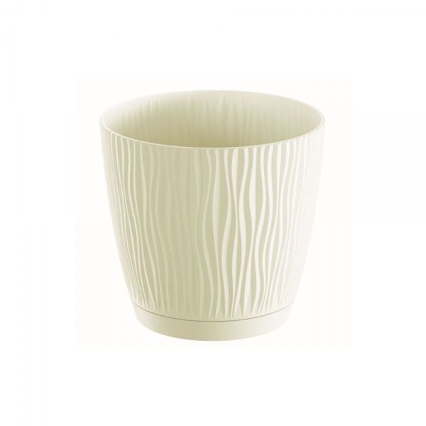 Горщик для квітів Prosperplast SANDY 110 мм з підставкою круглий 1,19л кремовий (26798-728) 