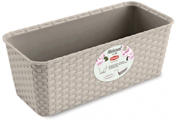 Вазон пластиковый Stefanplast Natural прямоугольный 2,4л бежевый 