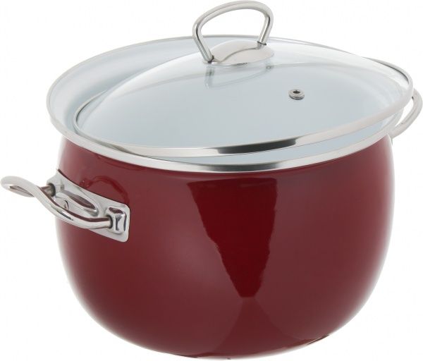 Кастрюля с крышкой сферическая эмалированная 5 л Бордо Bella Vita
