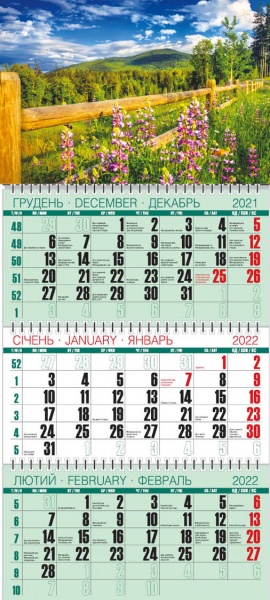 Календарь Діана Плюс Квартальний одна пружина 2022