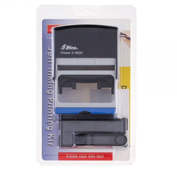 Текстовый штамп S-8830 8 строк 38х75 мм укр./рус. шрифт черный корпус Shiny