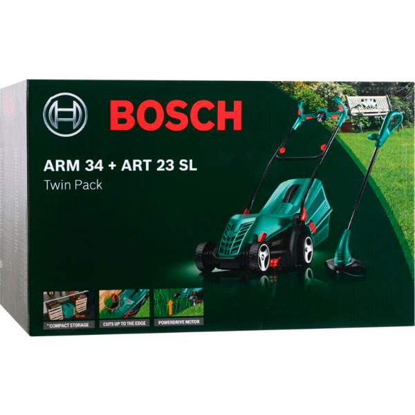 Газонокосилка электрическая Bosch ARM 34 + триммер Bosch ART 23 SL