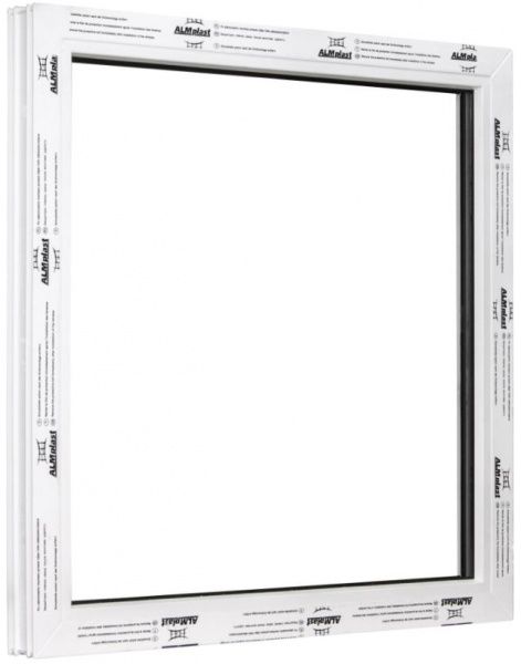 Окно глухое ALMplast Delux 70 600x600 мм без открывания двухкамерный энергосберегающий стеклопакет 34 мм 