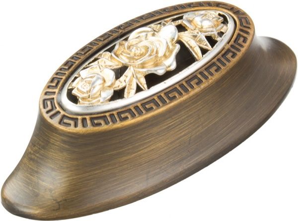 Меблева ручка DR 65 G4А/OSB 64 мм срібло з позолотою/стара бронза DC