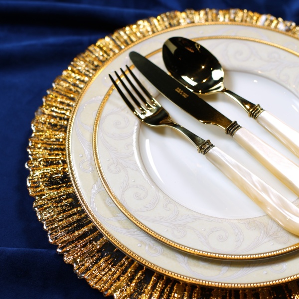 Блюдо AURA 33,5X1,3 см античне золото Arda Cam 