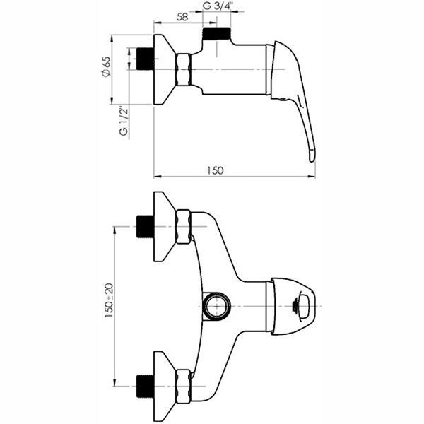 Смеситель для душа Rubineta P-15 Star верхний P50801