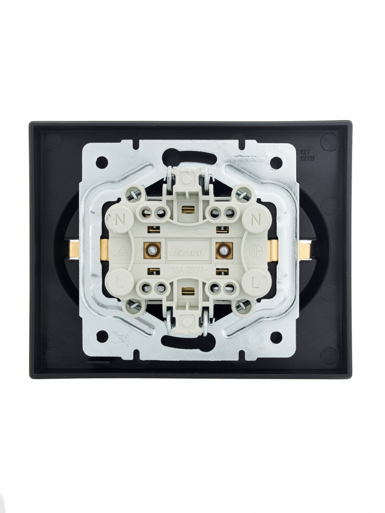 Розетка подвійна 2 із заземленням Lezard Vesna IP20 антрацит 742-4200-127B