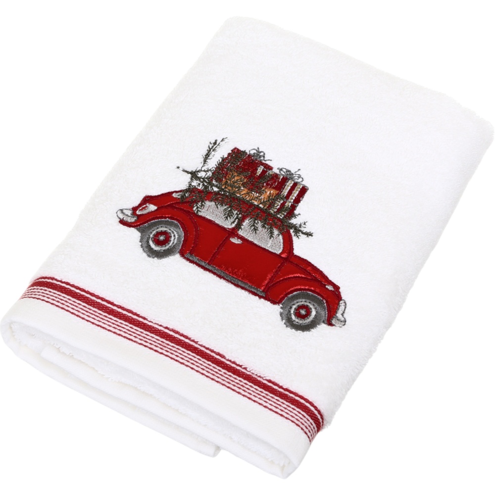 Набір рушників махрових Christmas Car 2 шт. 50x90 см білий із малюнком La Nuit