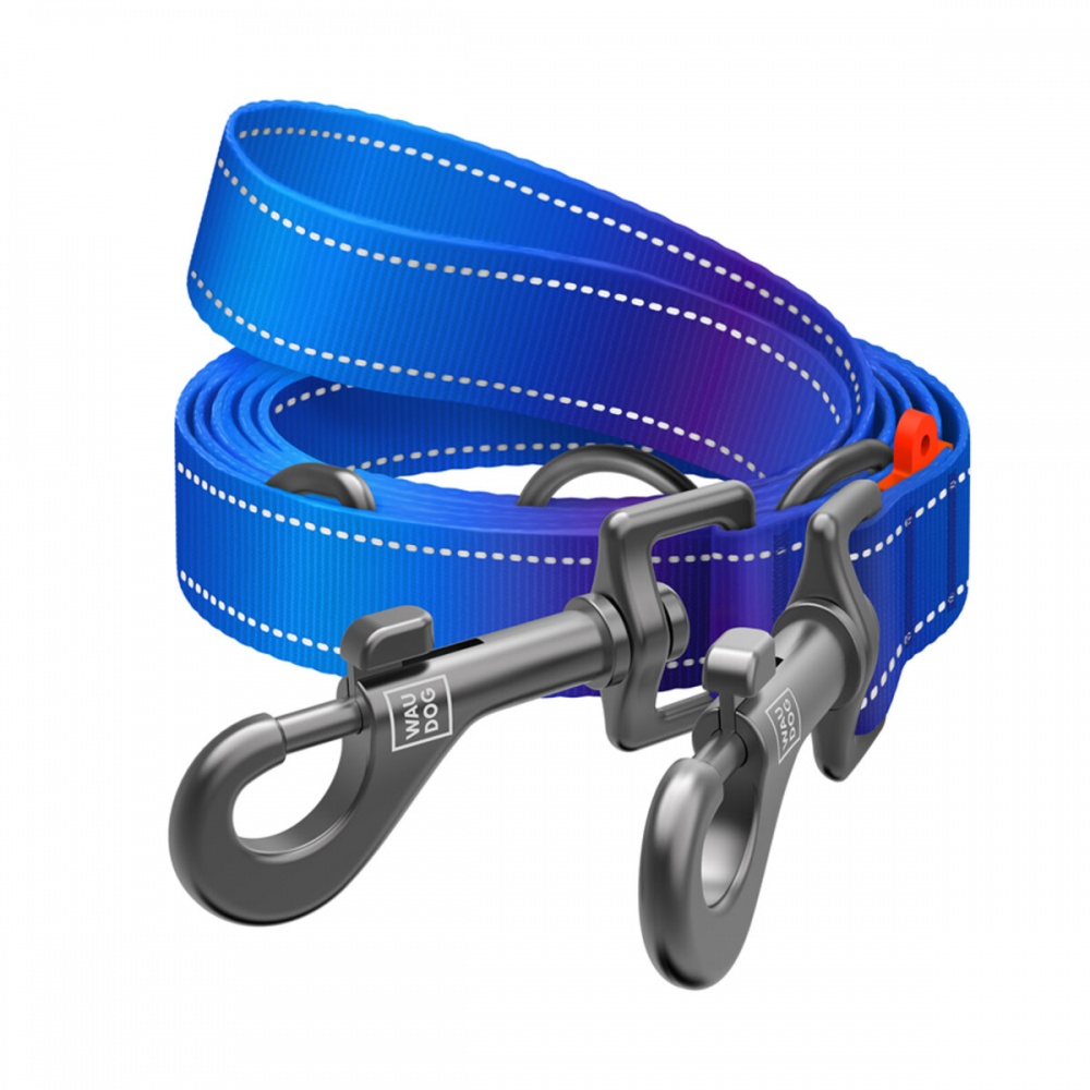 Повідець-перестібка Waudog Nylon Mono світловідбивний М Ш20 мм Д300 см синій