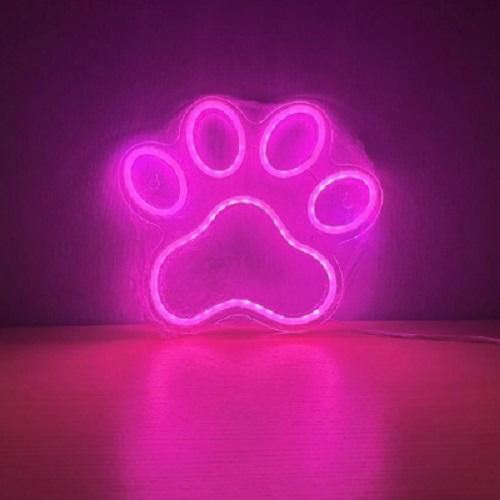Неоновая вывеска LED-NEON PAW 230x210 мм розовый