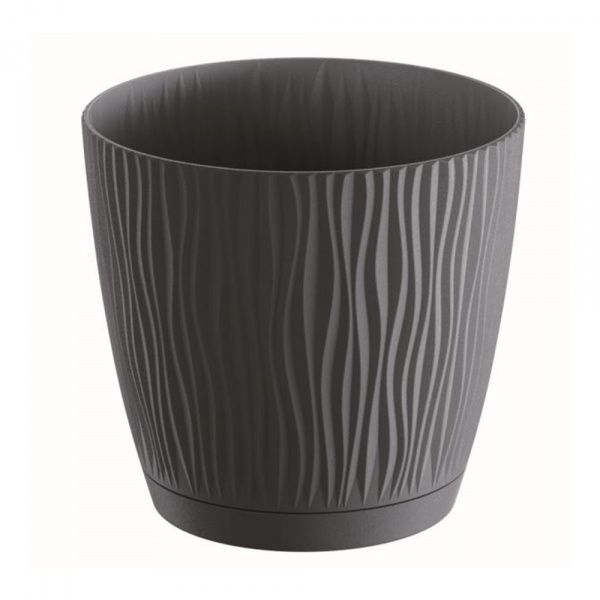 Горщик для квітів Prosperplast SANDY 170 мм з підставкою круглий 4,43л антрацит (26774-433) 