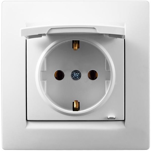 Розетка с заземлением UP! (Underprice) One с крышкой крем 706-0202-123B