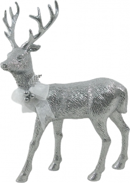 Декоративная фигура Decormaker Design олень с бантиком серебряный 30 см 