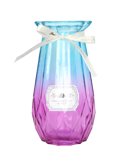 Ваза скляна Crystal Alnita (83210414-13) 20 см рожево-синя 