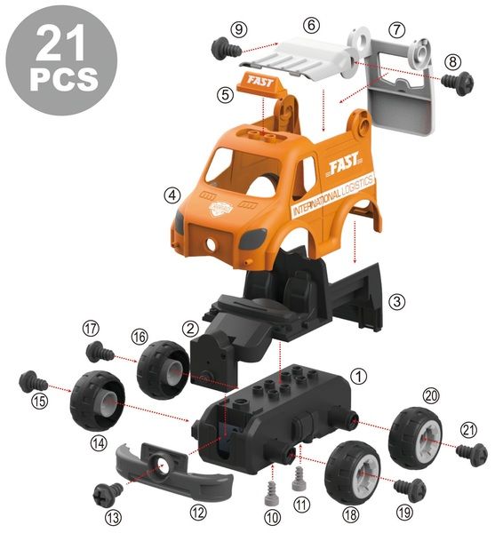 Ігровий набір DIY Spatial Creativity Конструктор Служба доставки з електричним двигуном CJ-1379205