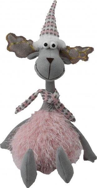 Декорация новогодняя Jiamei Group сидящий лось розово-серый 52 см 