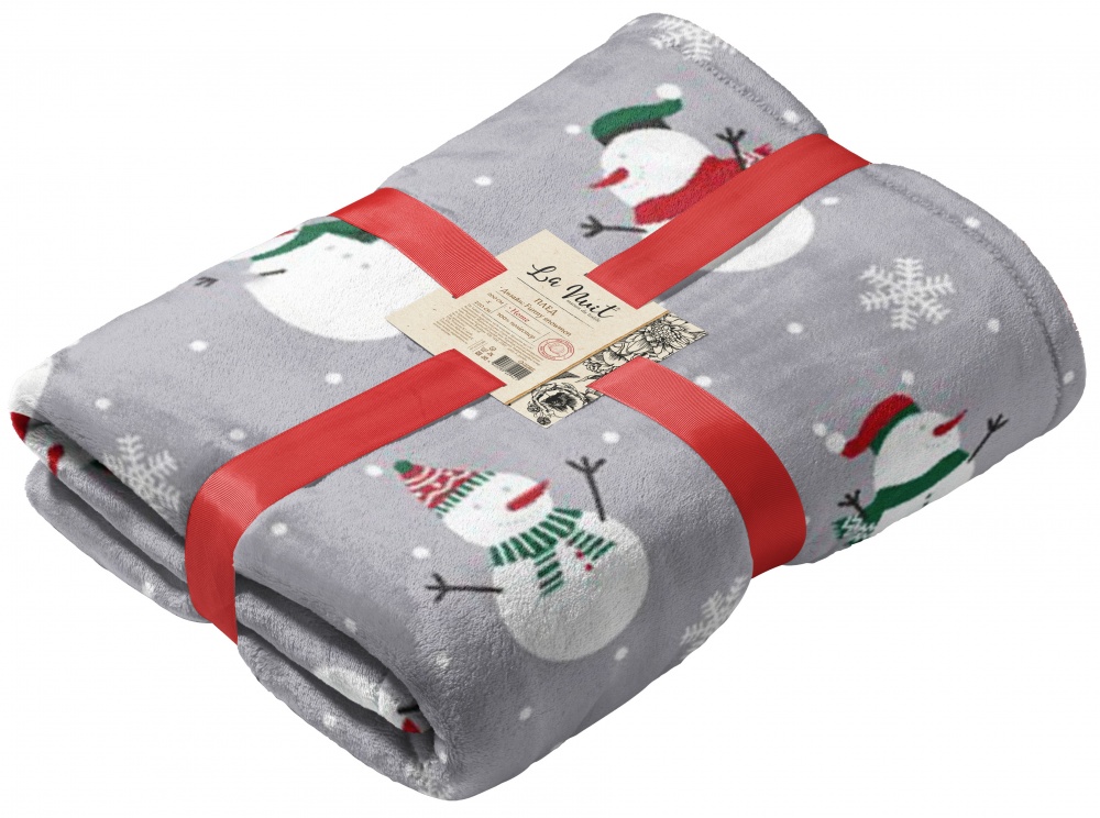 Плед флисовый Funny Snowmen 160x200 см светло-серый с белым La Nuit