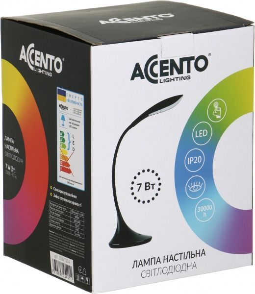 Настольная лампа офисная Accento lighting ALYU-DE1020-BK 7 Вт черный 