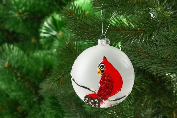 Куля скляна d100 JF141632 білий із червоним