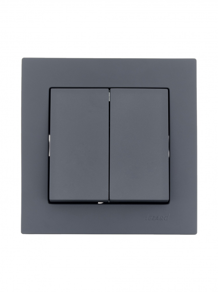 Выключатель двухклавишный Lezard Vesna без подсветки шефилд грей 742-3488-101