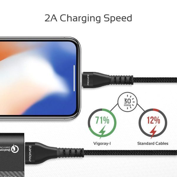 Кабель Promate Lightning – USB 1,2 м чорний (vigoray-i.black) 