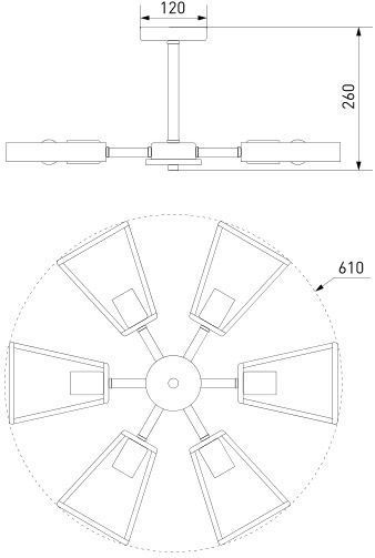 Люстра стельова Strotskis Klark 6x40 Вт E27 чорний 70056/6 