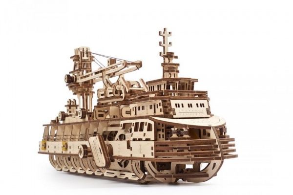 Деревянный 3D-конструктор UGEARS Научно-исследовательское судно