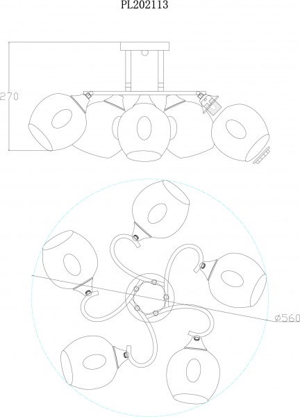 Світильник настінний Accento lighting Ruan 5x60 Вт E27 чорний/антична латунь ALPL-PL20113 
