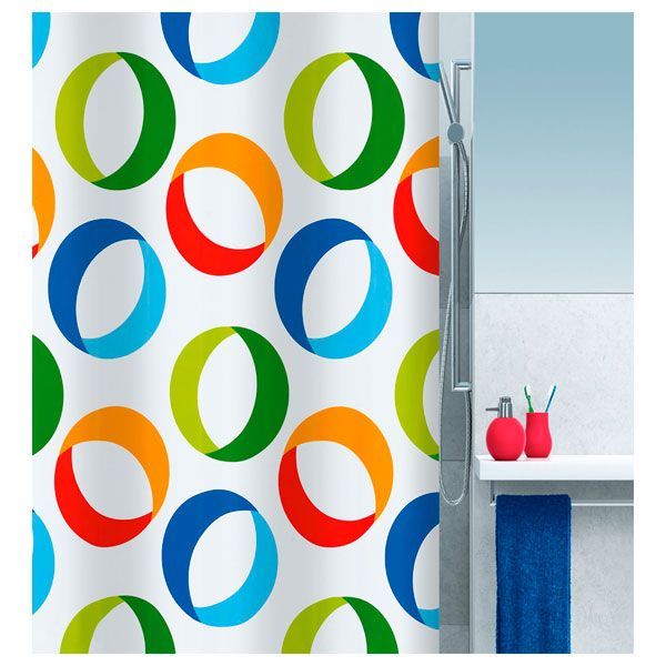 Шторка для душу Spirella Rings 180x200 см різнокольорова