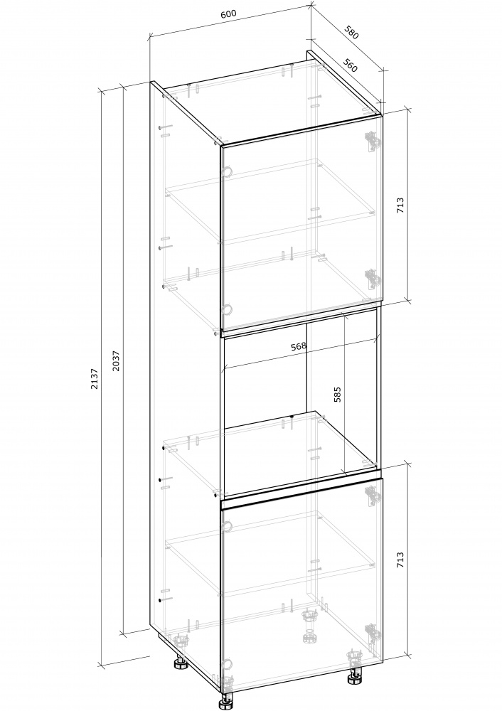 Шкаф-пенал под духовку ШДР 60/214 МС Джетта белый альба/дуб сонома Грейд