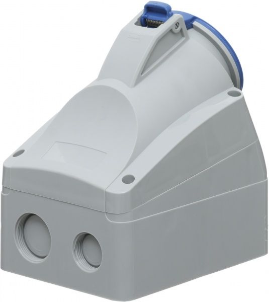 Розетка наружной установки с заземлением Legrand 32A 2К+З 230В IP44 серый с синим 555254