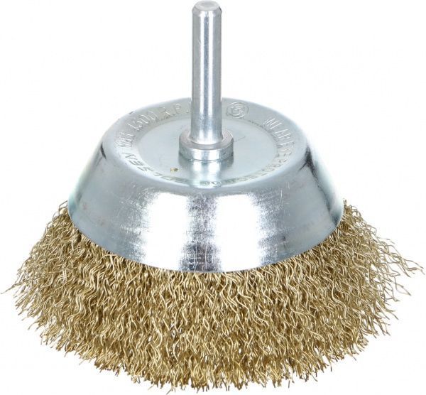 Щітка Чашка 75мм х 6.4мм, гофрований латунований дріт 0.3мм Tolsen 77550