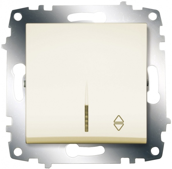 Вимикач прохідний одноклавішний ABB Cosmo з підсвіткою 10 А кремовий 619-010300-210