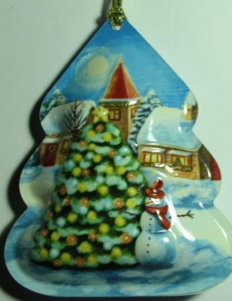 Елочная игрушка Елка и Снеговик 10 см 