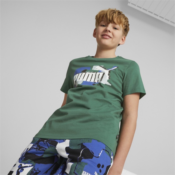 Футболка Puma ESS+ STREET ART LOGO TEE B 67327437 р.128 зеленый