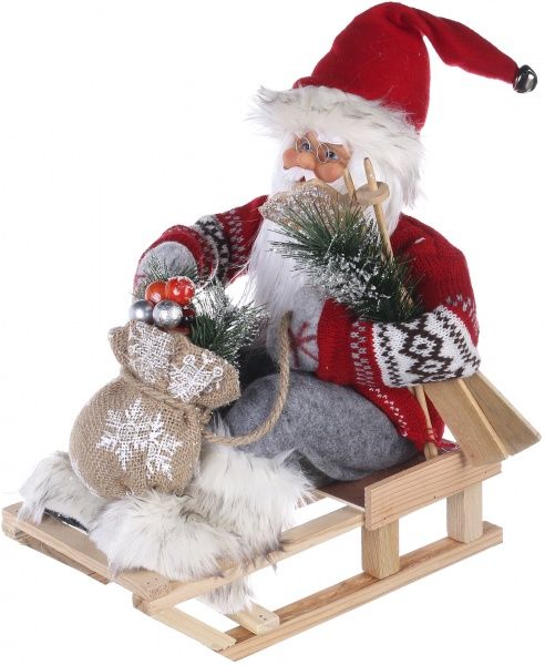 Декоративная фигура Дед Мороз лесной на санках S1801G 40 см 