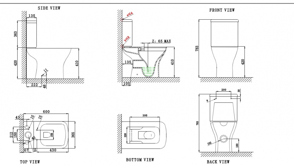 Унітаз-компакт EGO PRIDE Rimless з сидінням Duroplast soft-close, 60*38*78см
