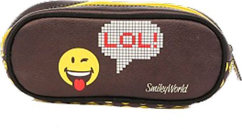 Пенал косметичка LOL Smiley коричневый с рисунком