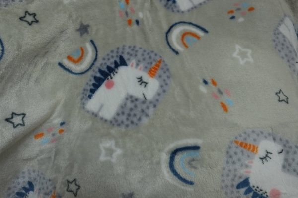 Плед Единороги 100x120 см серый 